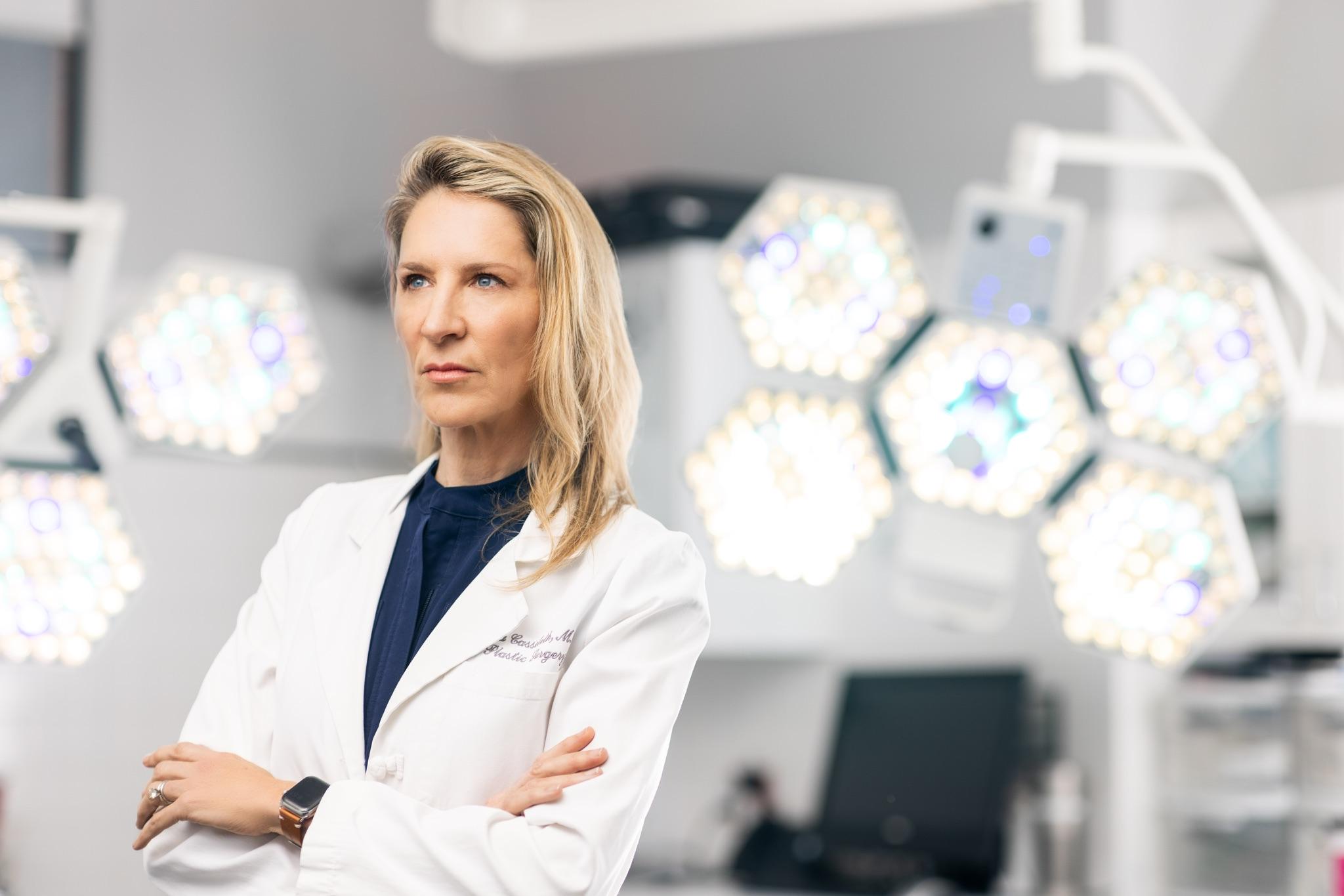 Dr. Cassileth, board-certified plastic surgeon in the surgical suite