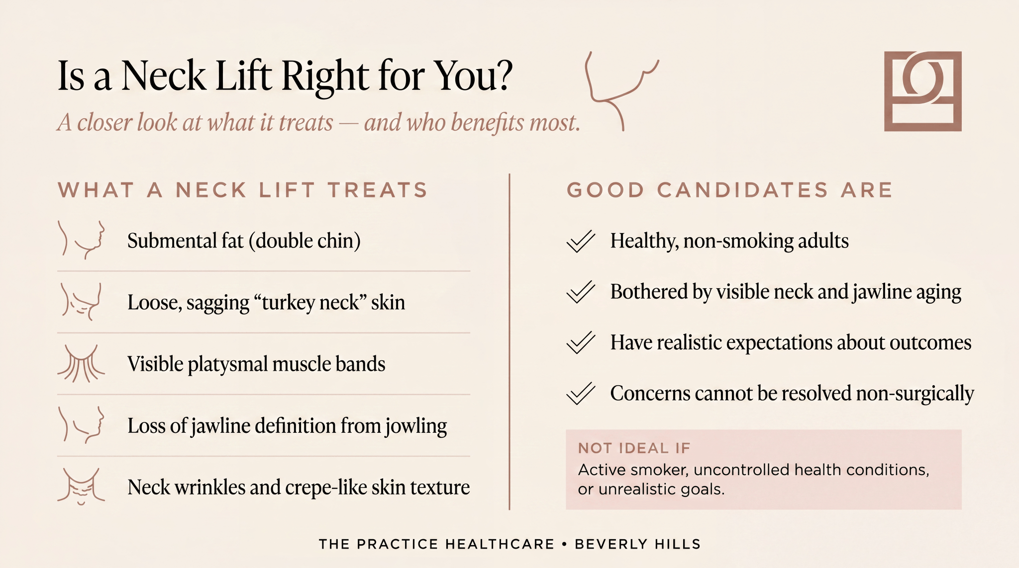 Neck lift candidate guide showing what it treats and who benefits most