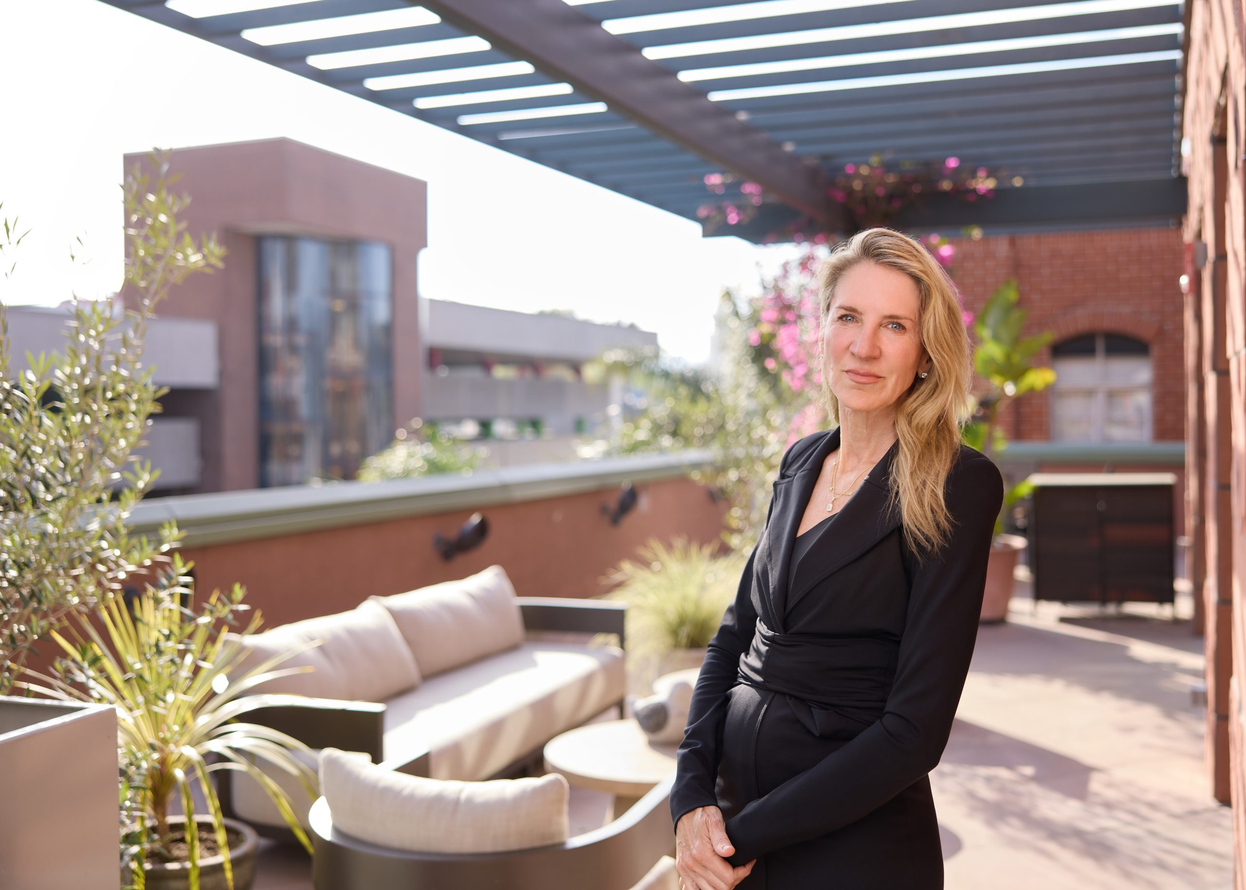 Dr. Lisa Cassileth, breast reconstruction surgeon and developer of the SWIM technique, photographed on the rooftop terrace of The Practice Healthcare in Beverly Hills