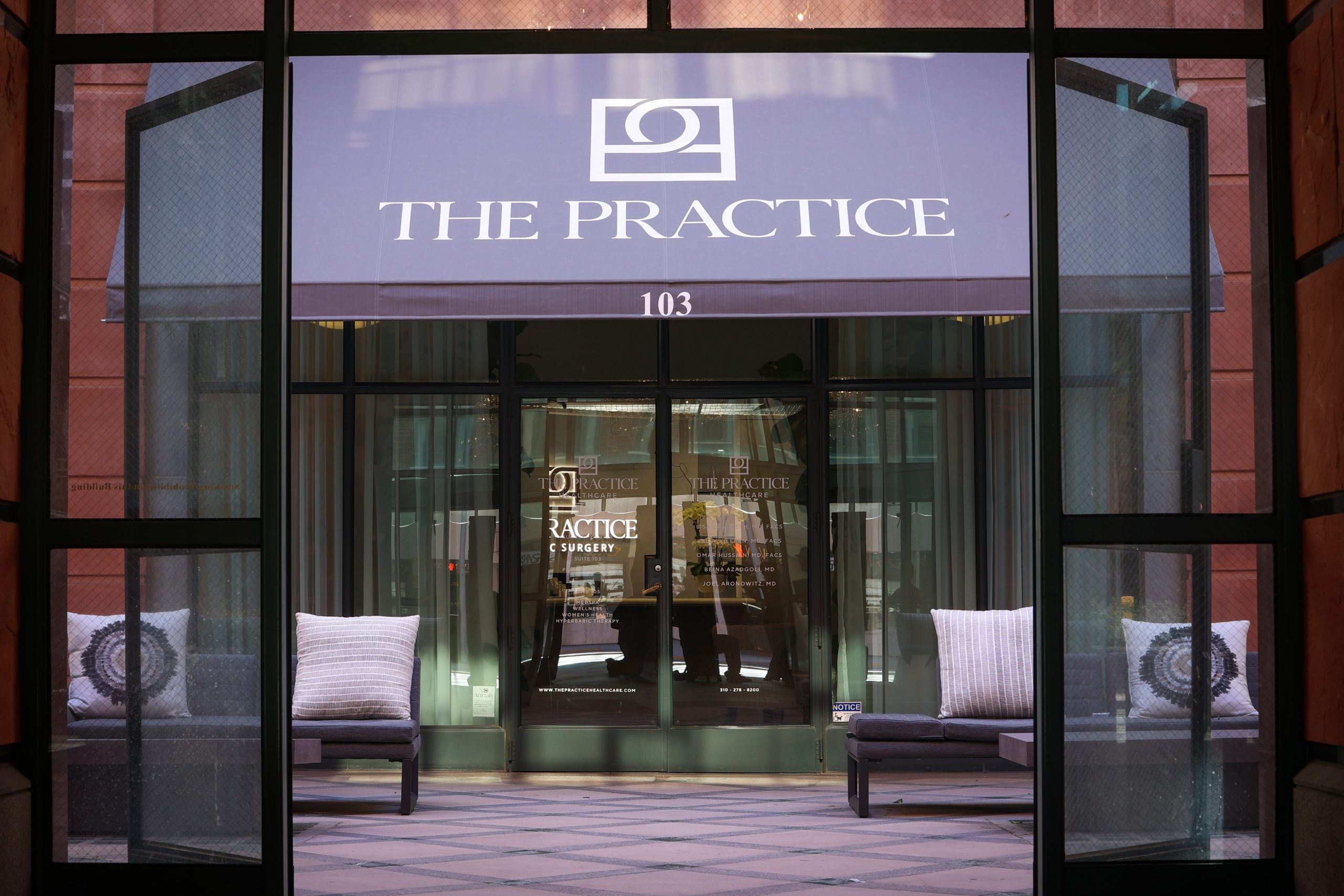 The Practice Healthcare private entrance in Beverly Hills, designed to protect patient privacy at the 12,000-square-foot integrated reconstruction and wellness facility